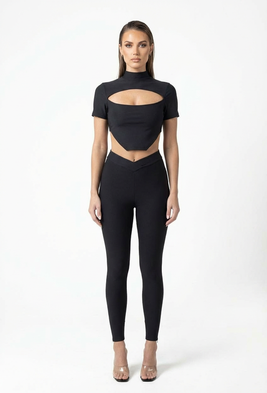 KAPRI-BLACK TWO PIECE TOP